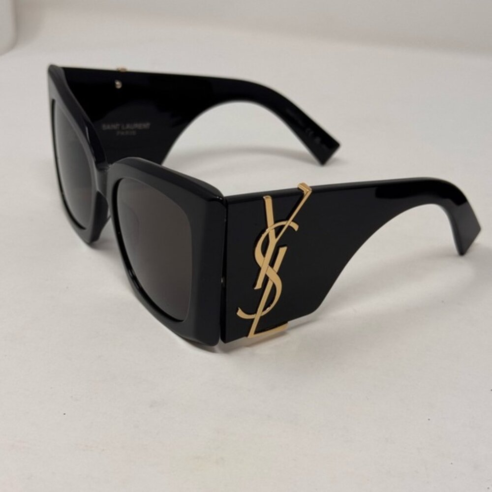 Saint Laurent Black Sunglasses with Gold YSL Logo - Picture 4 of 11